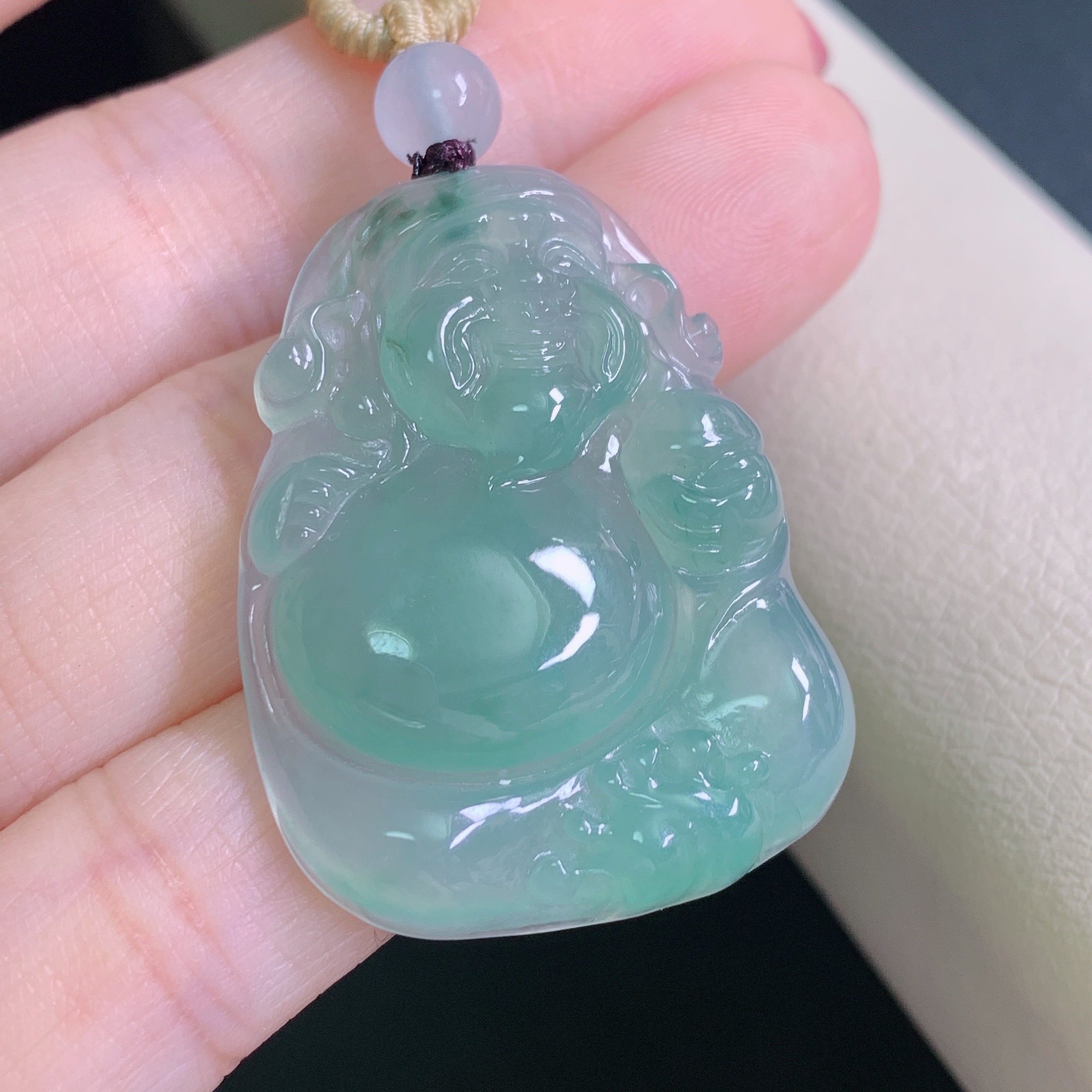天然缅甸A货翡翠冰种财神爷吊坠女款气质时尚百搭玉石挂坠