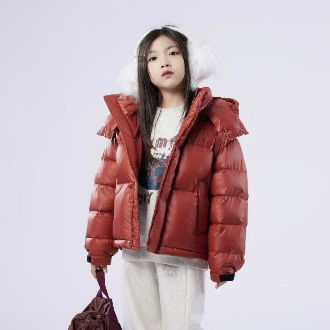 秋米果 三防面料白鸭绒女童羽绒服