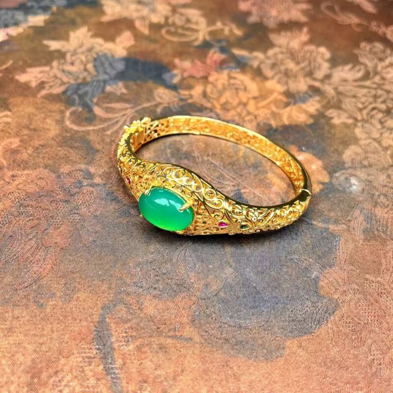 S5-天然 -高端 大气  时尚 绿玉髓 手镯