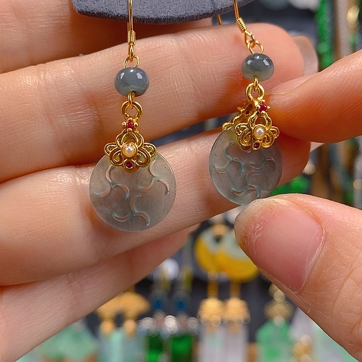 翡翠未镶嵌耳饰翡翠