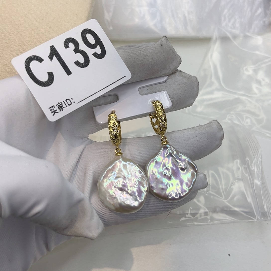 合金淡水珍珠耳饰