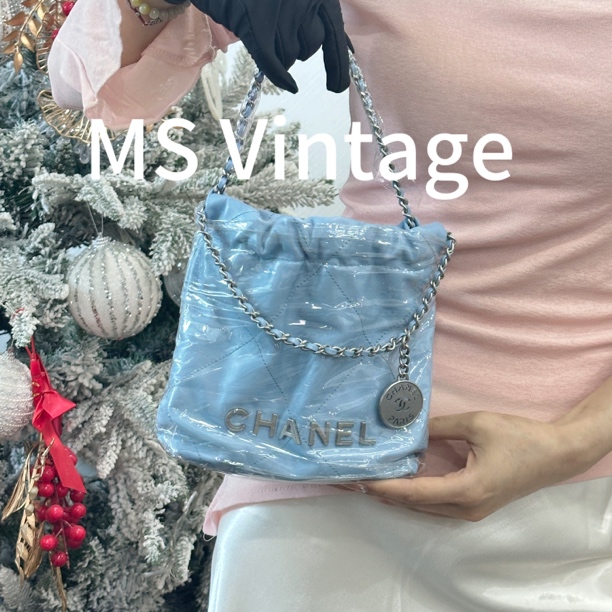 99新 Chanel/香奈儿 香奈儿蓝色垃圾袋22bag mini（23年芯片）
