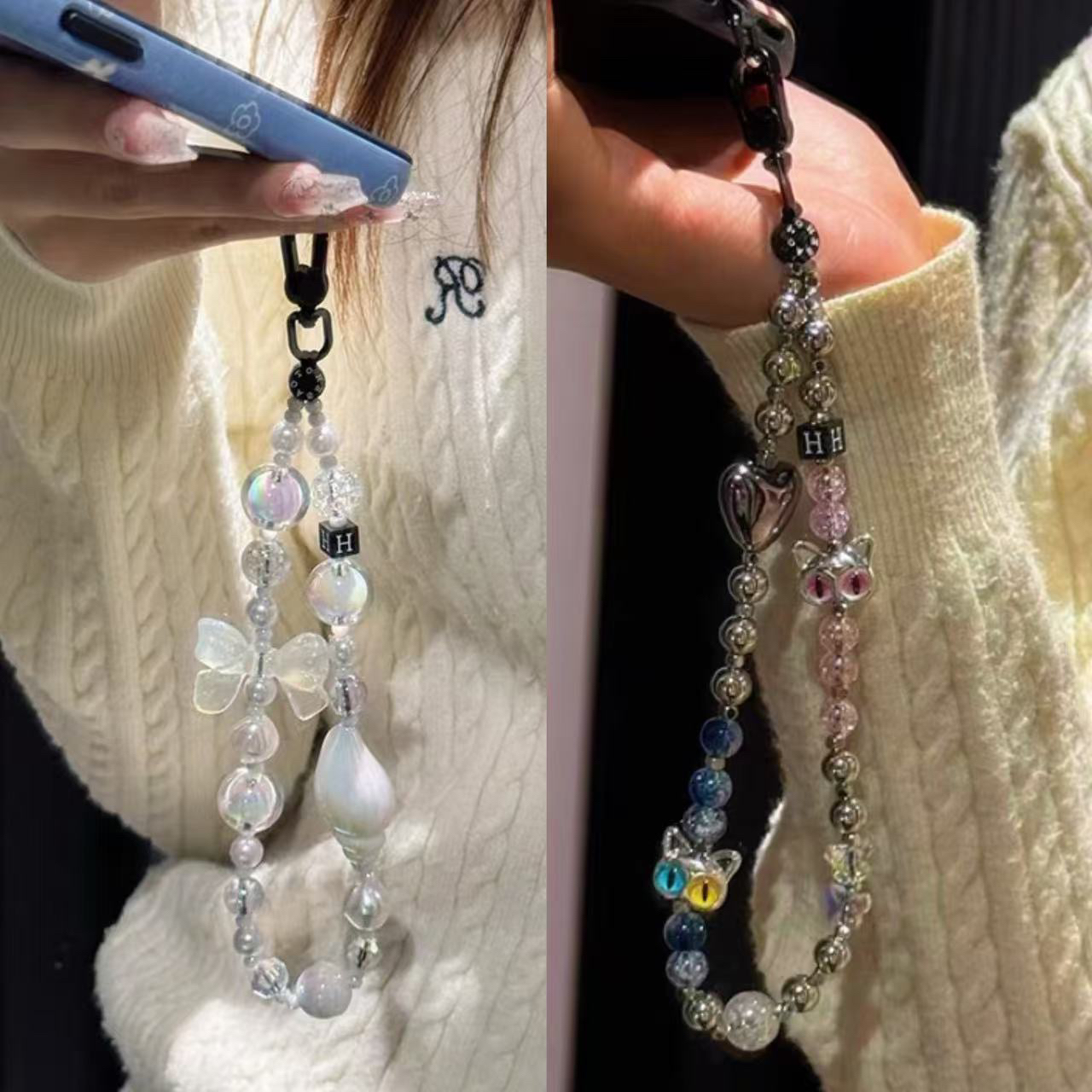 新款五角星花朵手机壳挂件多巴胺创意手机链