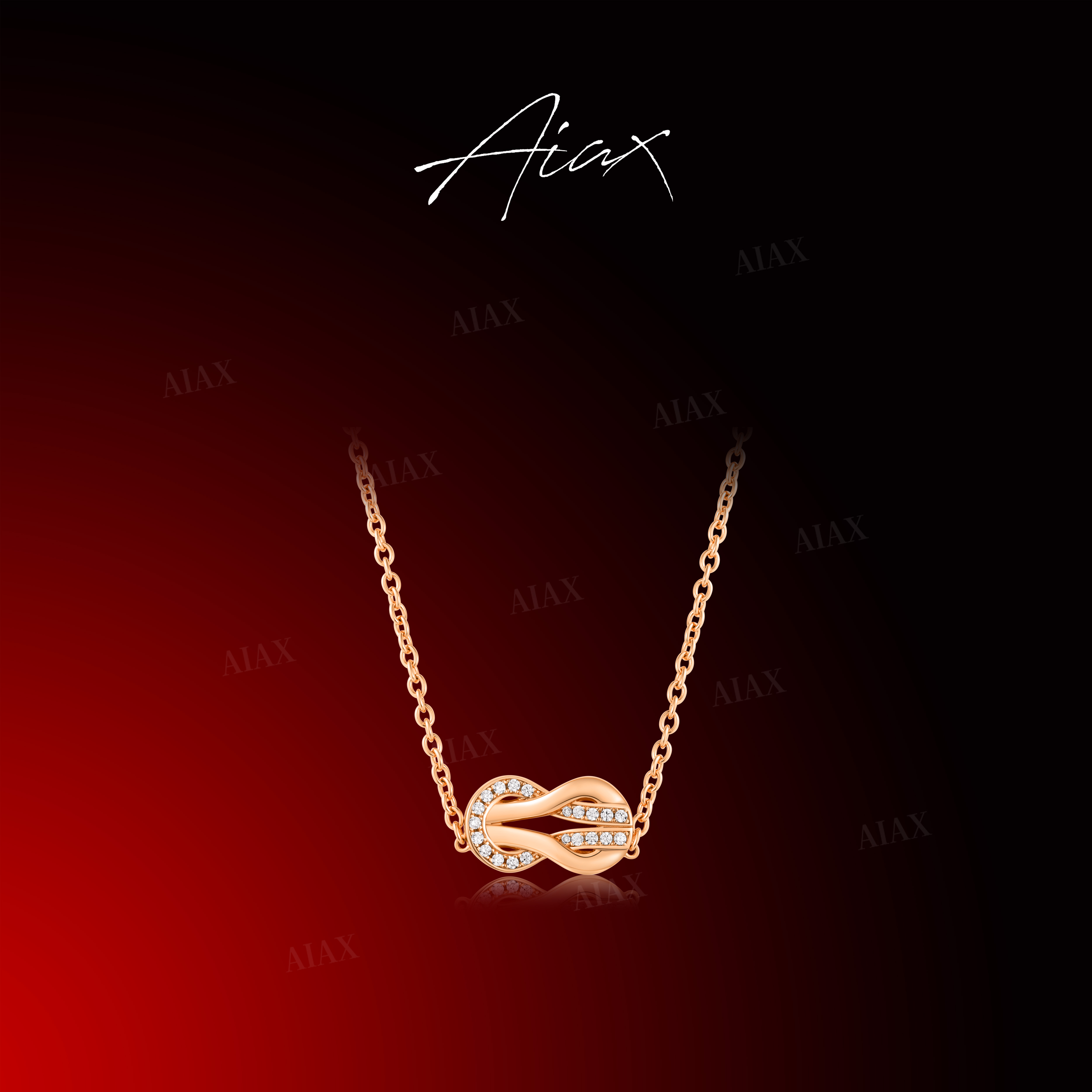 AIAX 925银镀K金时尚首饰2025新款马蹄扣项链女神节送女友TSJ9428