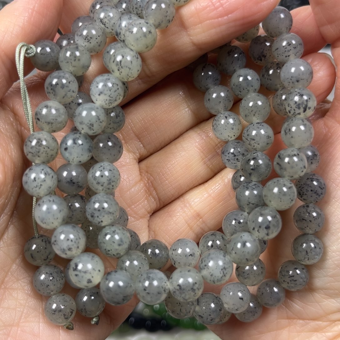 未镶嵌和田玉手链卡8圆珠108颗