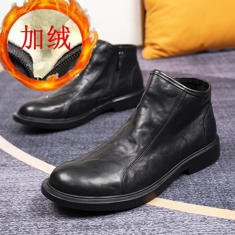 【头层牛皮】加绒男士马丁靴保暖中帮皮靴学院风马丁靴冬季潮流男靴