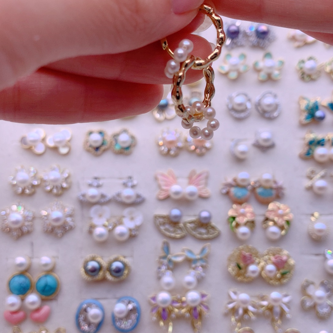 淡水珍珠耳饰合金