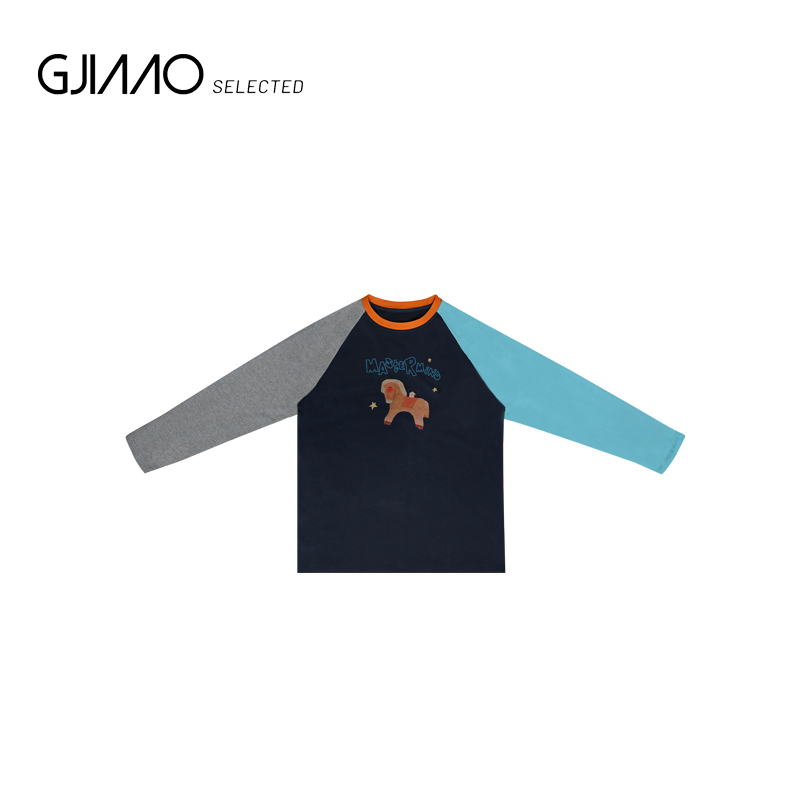 11770 撞色拼袖字母小马T恤