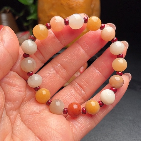 田黄石昌化石把件多宝手串