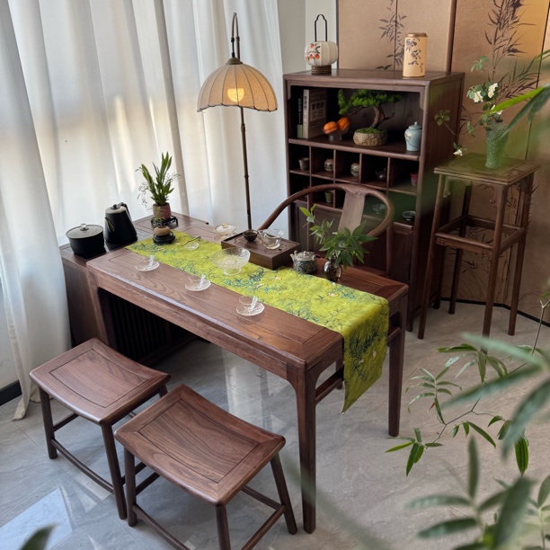 新中式实木茶桌椅组合胡桃木简约功夫茶几客厅小户型家用阳台茶台