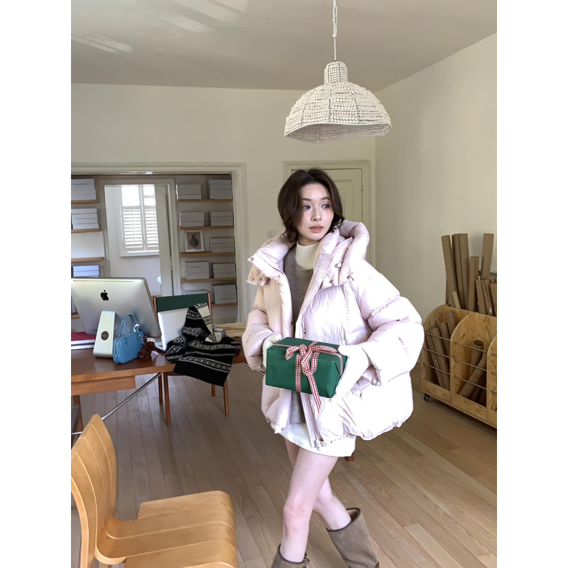 2025冬韩版宽松休闲95白鸭绒羽绒服女连帽泡芙感加厚外套