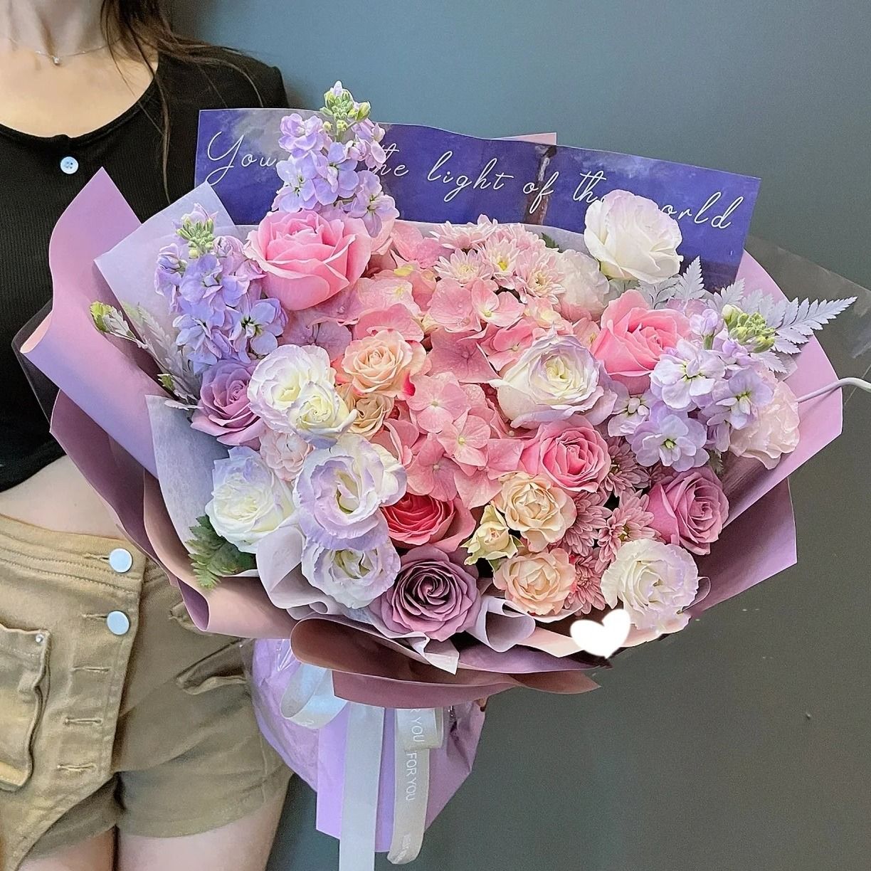 福利款相遇浪漫【野兽派系】5朵粉玫瑰绣球混搭花束生日鲜花送对象送朋友闺蜜鲜花直播鲜花订购同城配送