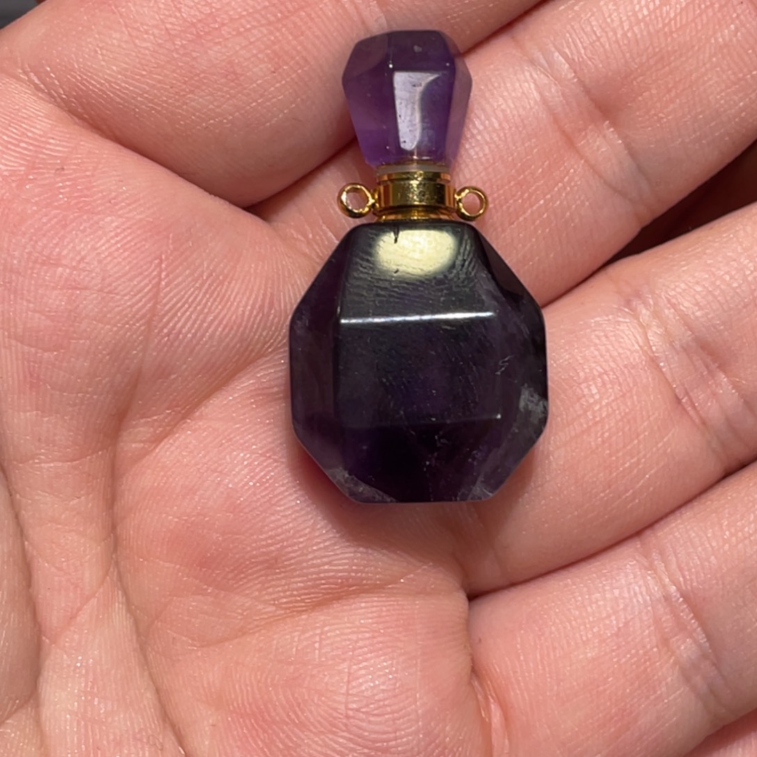 叮***铛未镶嵌车挂紫晶香水瓶