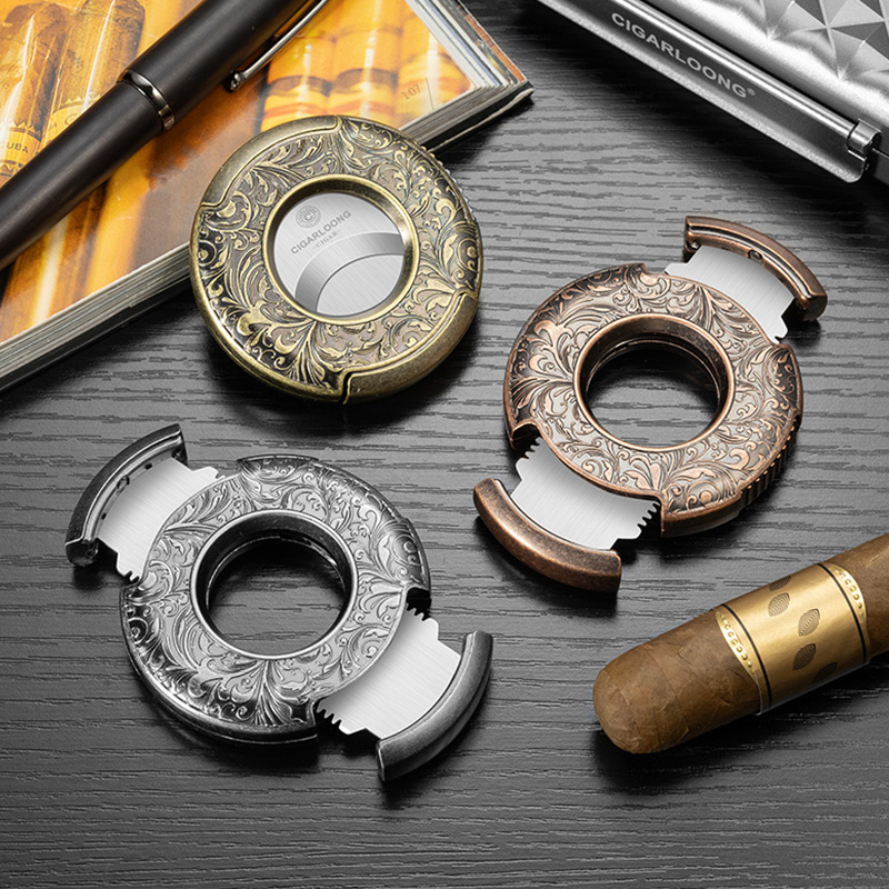 茄龙雪茄剪多功能耐用不锈钢V型带打孔器剪切锋利雪茄剪CE-25FJ