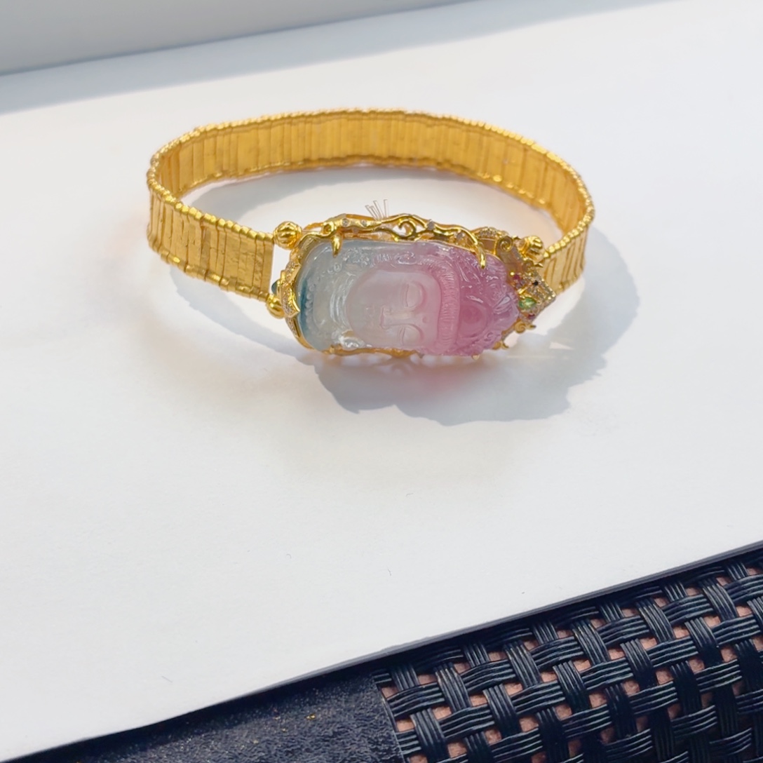 碧玺手链18K金镶嵌碧玺手链