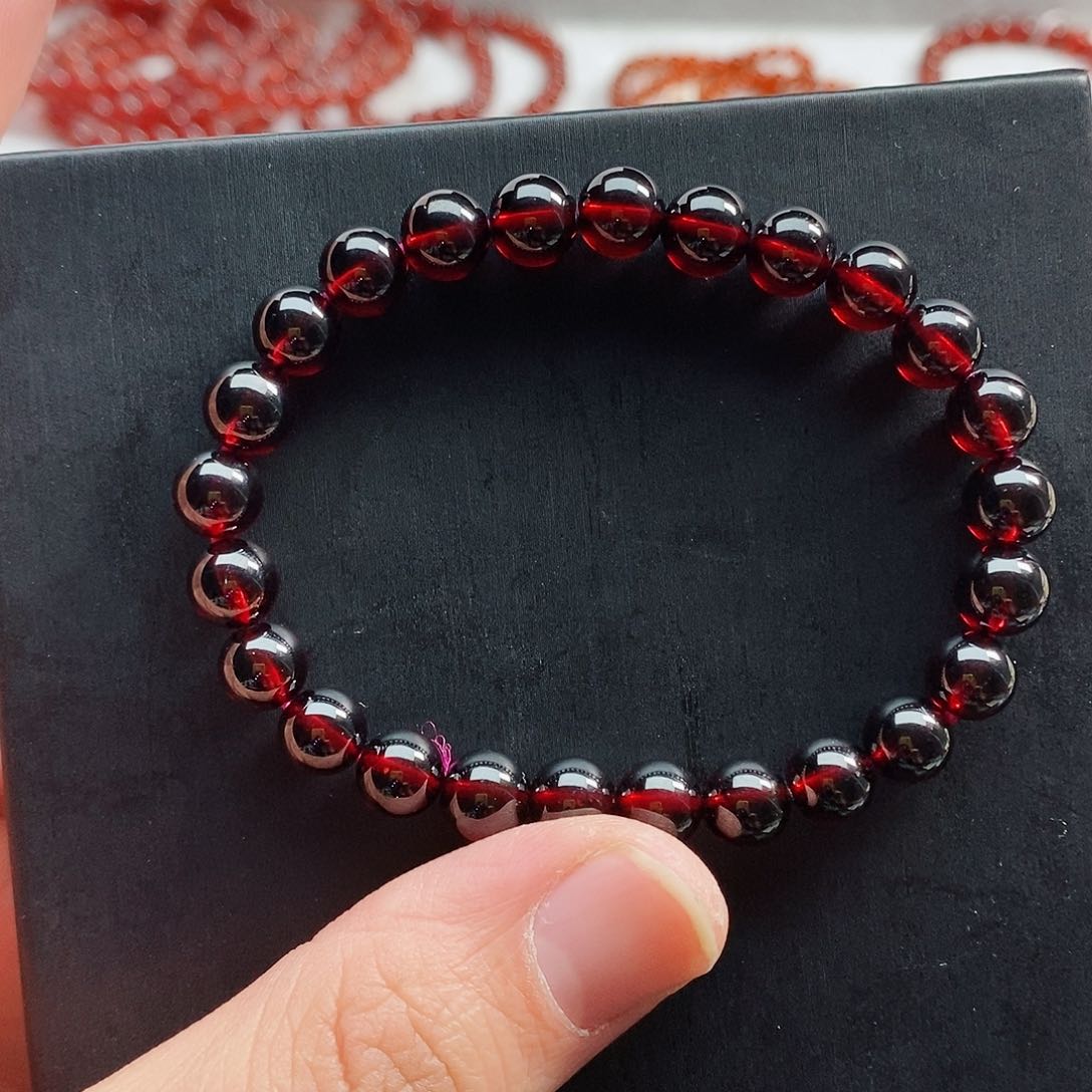 石榴石手链未镶嵌7.5mm高货