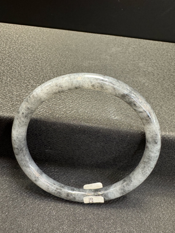 缅甸翡翠冰乌鸡叮当手镯 小圈口50*5.8*5.6