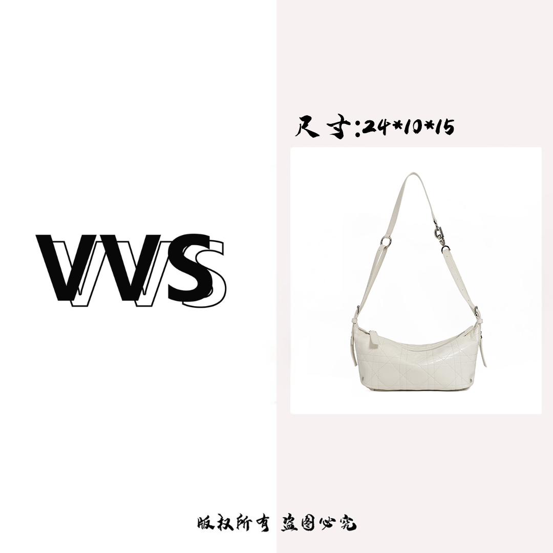 【VV专属】夏季新款女士斜挎休闲包半月包马鞍包YWY-1286云朵白