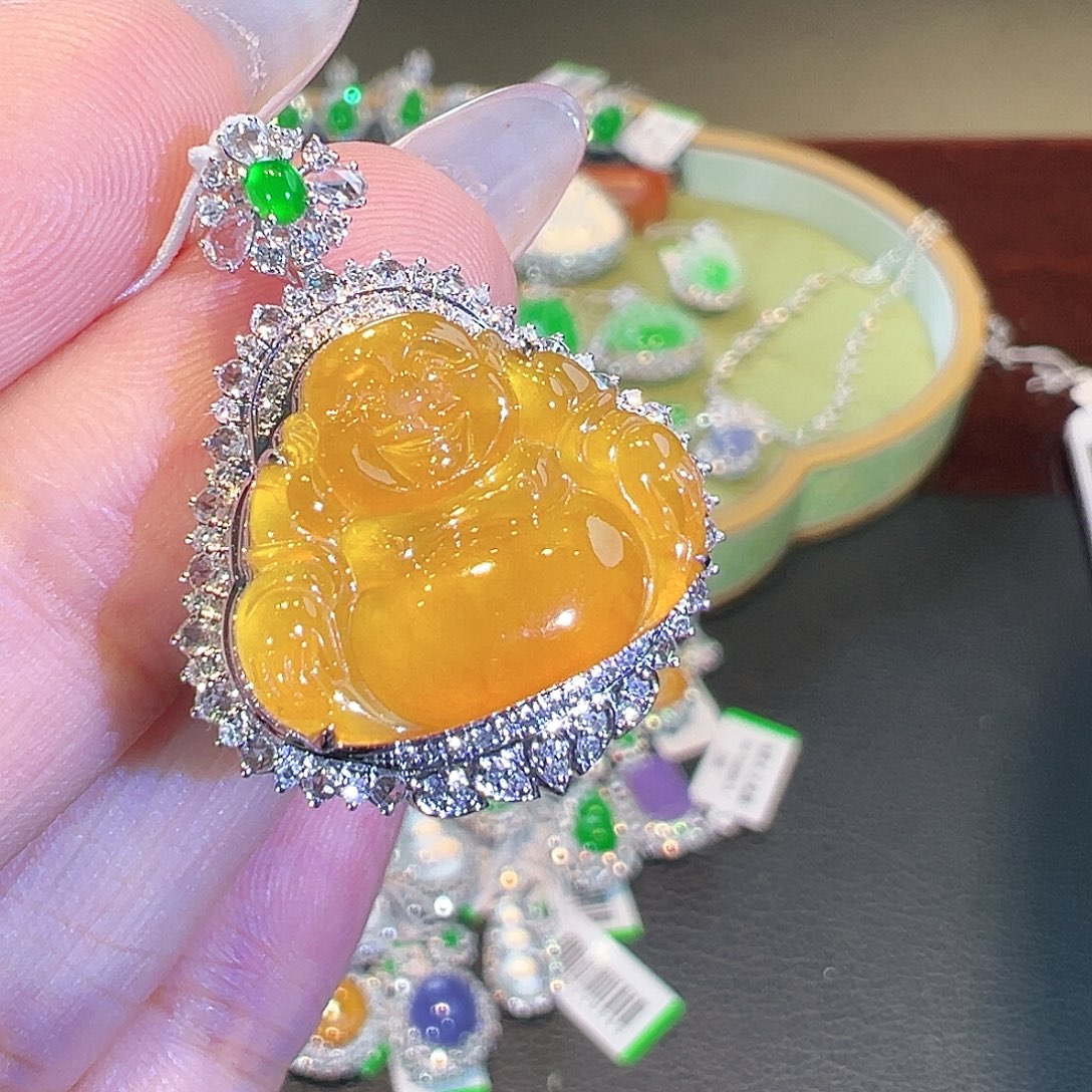 翡翠18K金镶嵌吊坠(不含链)翡翠