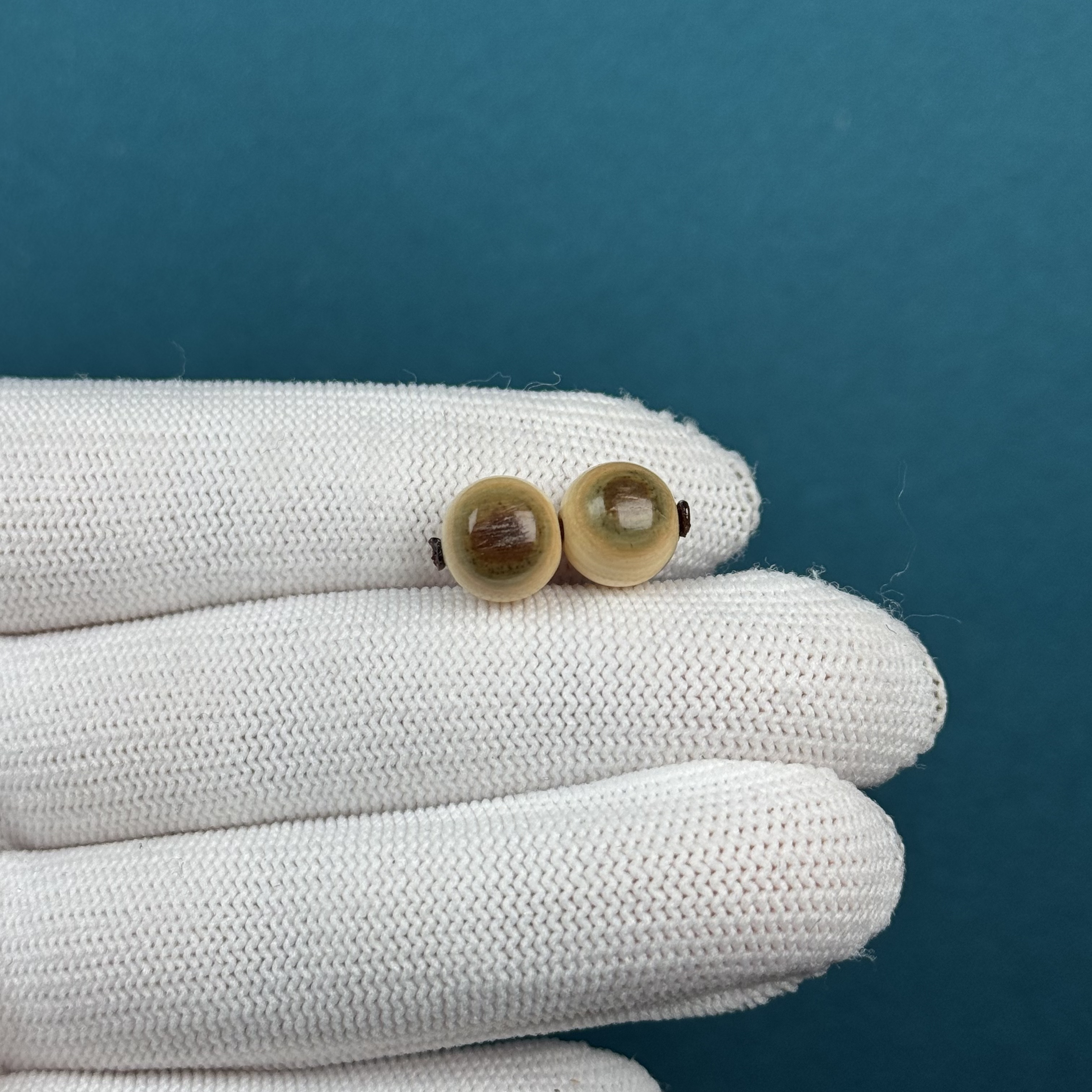 D90-88天然猛犸牙蓝眼睛圆珠9mm支持复检