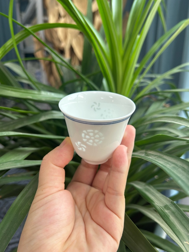 景德镇精品釉下青花高温玲珑瓷茶具主人杯强烈推荐大道至简容量