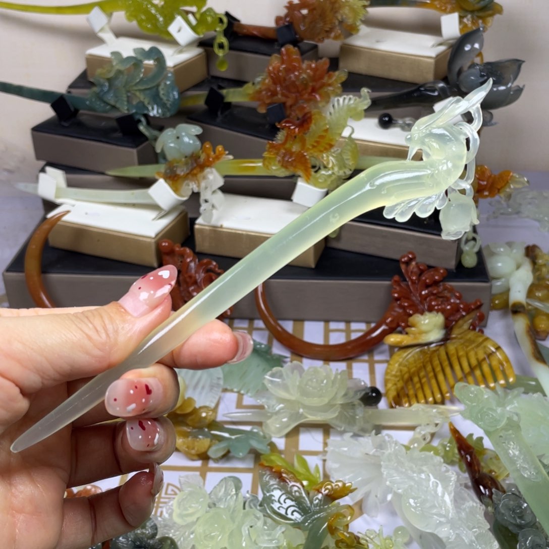 未镶嵌蛇纹石玉发饰