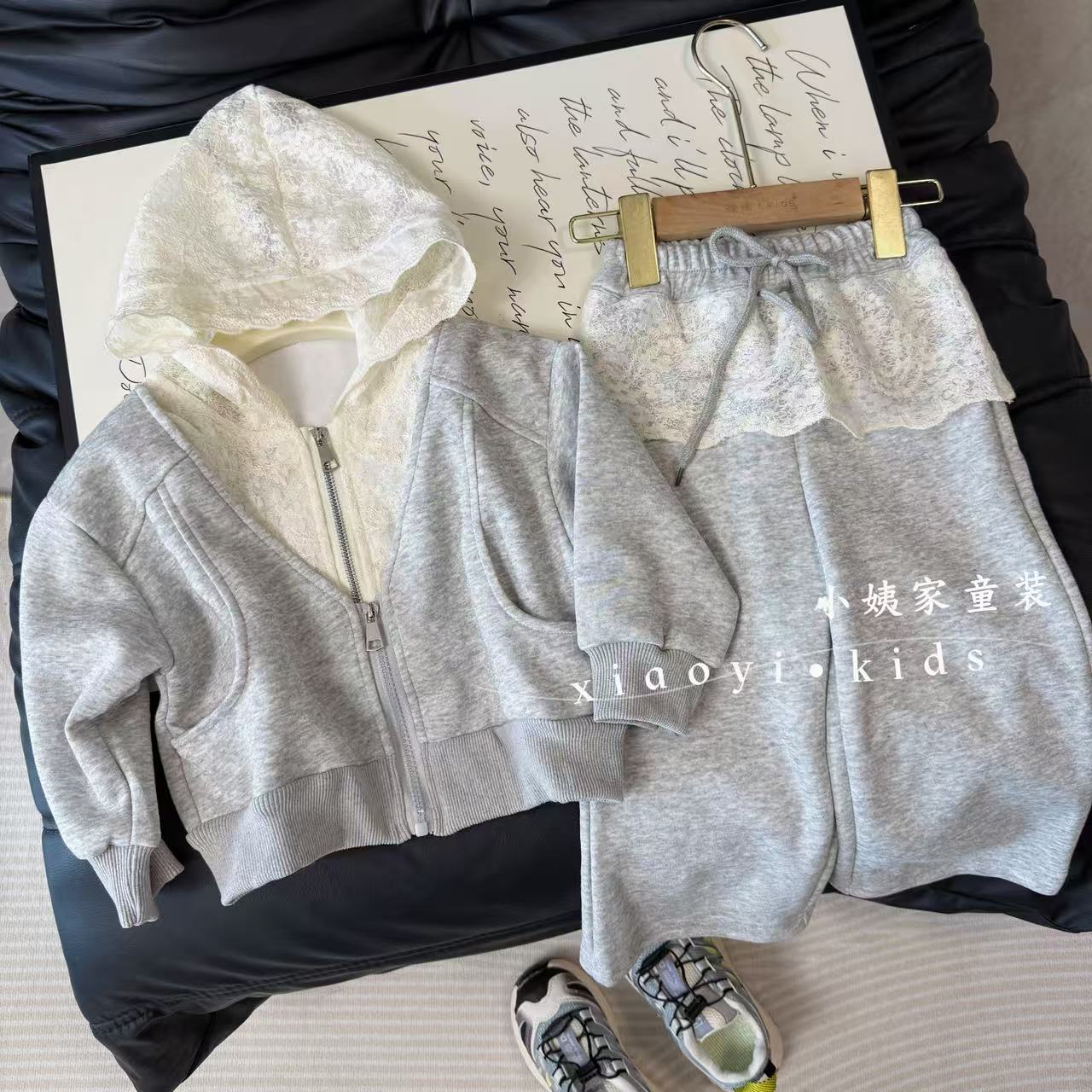 春装套装2025新款洋气儿童时髦运动大童女孩儿童春秋连帽休闲卫衣
