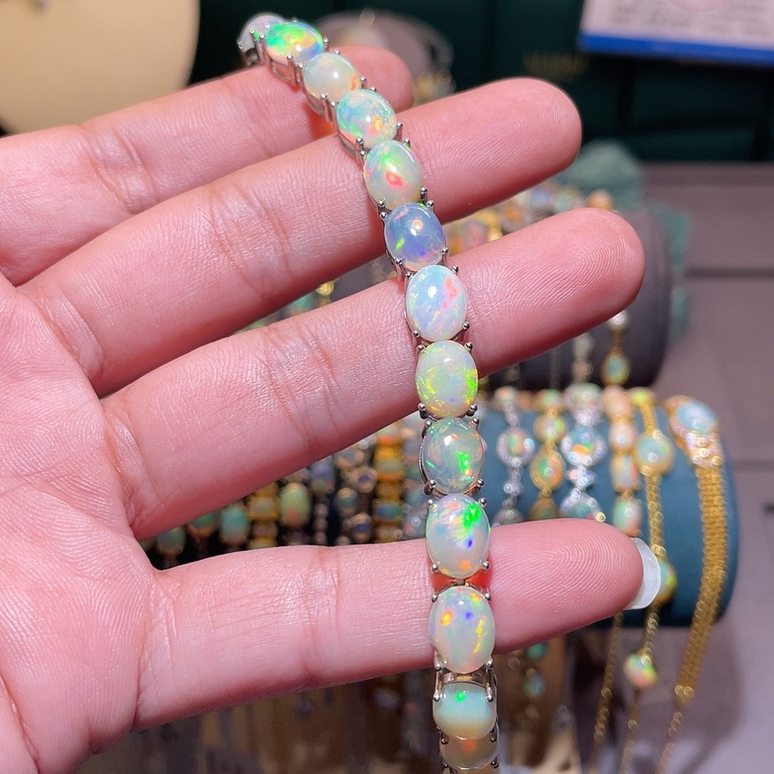 银S925镶嵌欧泊手链）?****?