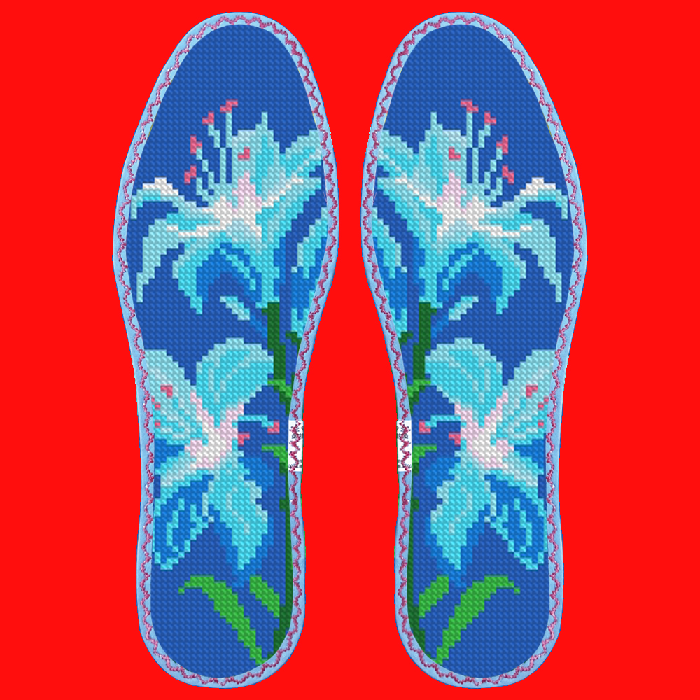 小格十字绣鞋垫七层纯棉布花边吸汗防臭（7648）