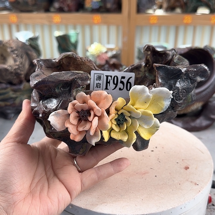 紫砂花盆景德镇陶瓷多肉花盆特价956