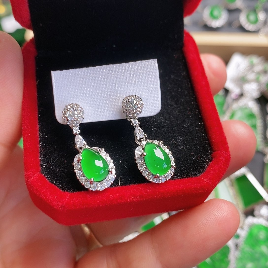 翡翠耳饰未镶嵌耳钉6