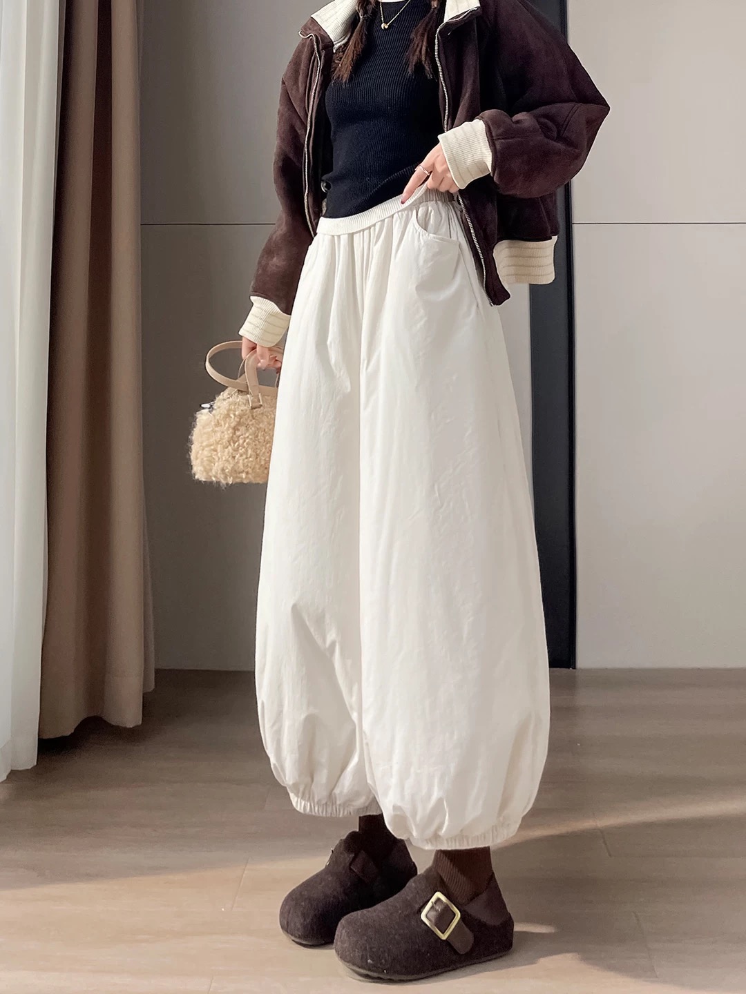 长裤时尚休闲女灯笼裤高腰8530#