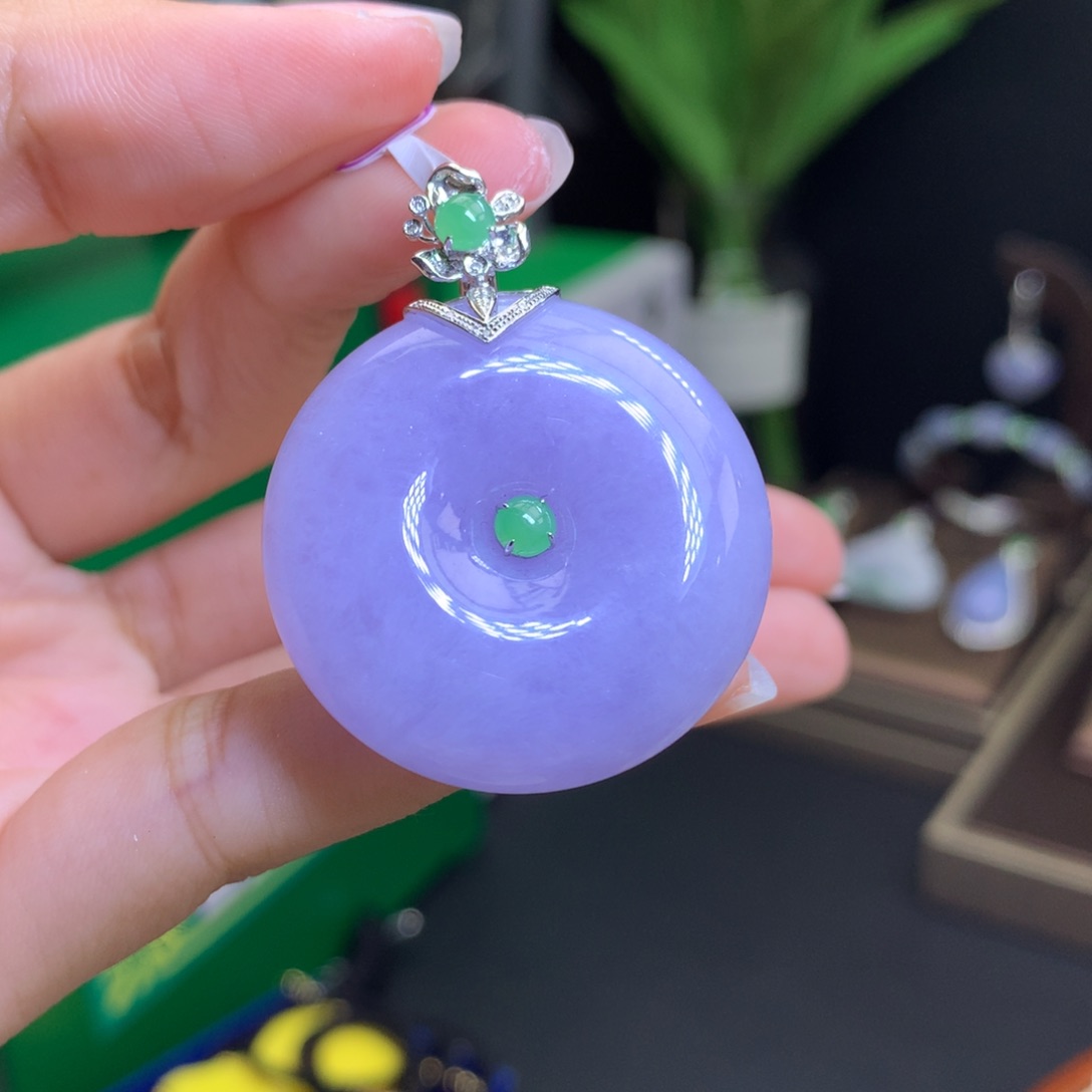 翡翠颈饰18K金镶嵌天然