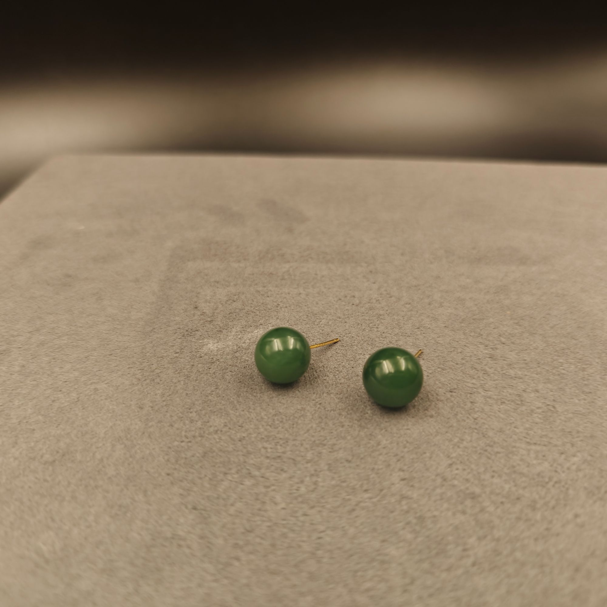 和田玉碧玉耳钉10mm K19077