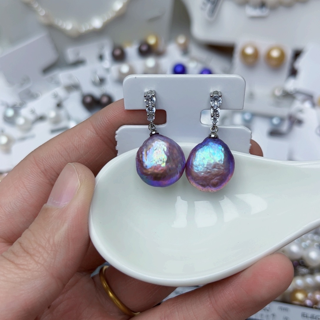 淡水珍珠耳饰银S925镶嵌