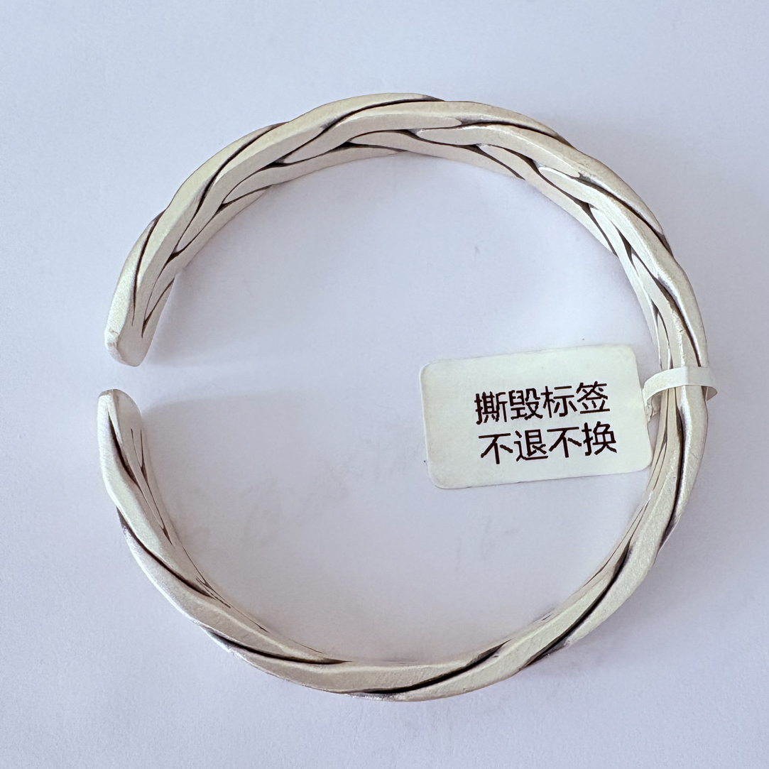 足银手镯 足银精工马鞭口手镯