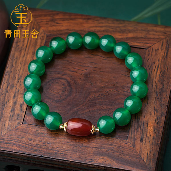 绿玛瑙配红玛瑙10mm左右手串多样性-106