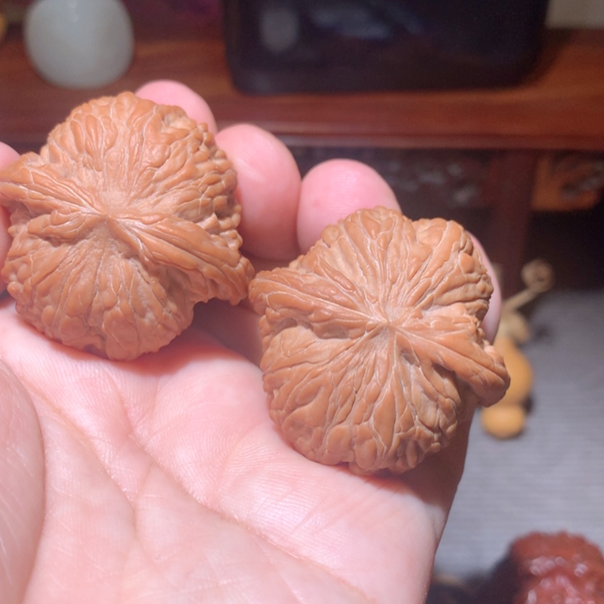 【闪购商品】文玩核桃把件乐****65号红皮正磨尺寸38