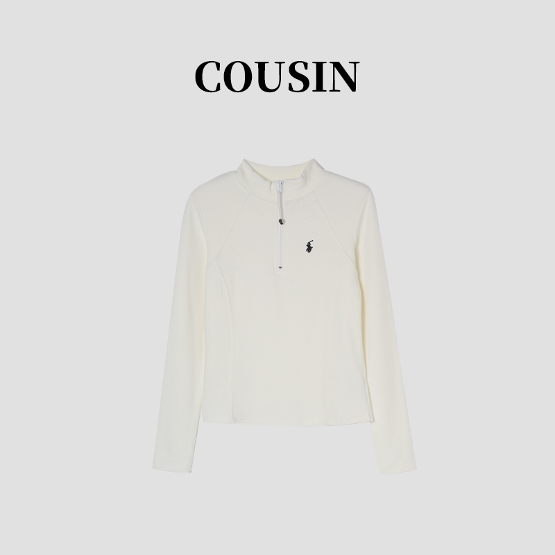 D.cousin【浮翠流丹】秋新韩版保暖半拉链亲肤打底套头上衣 7838