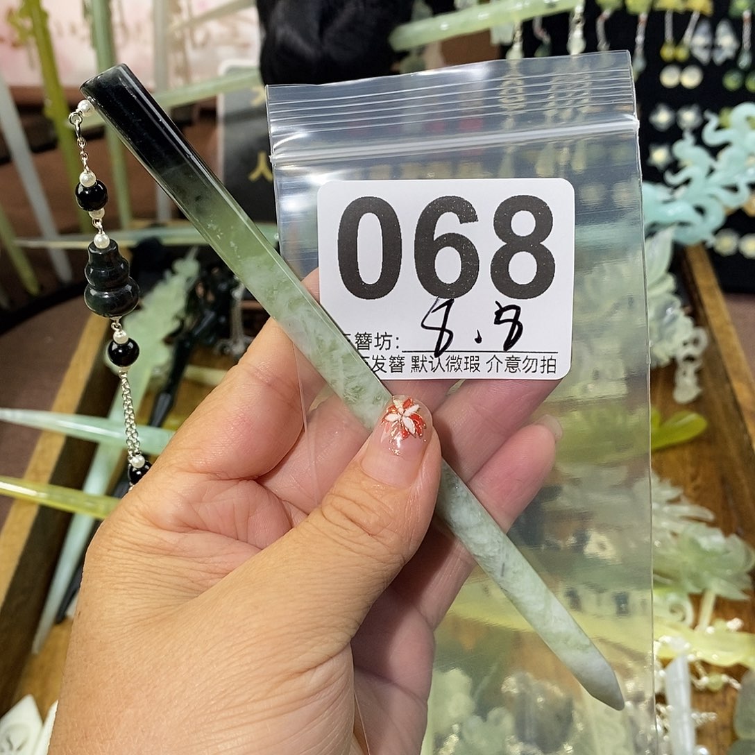 亚***贝合金蛇纹石玉发饰