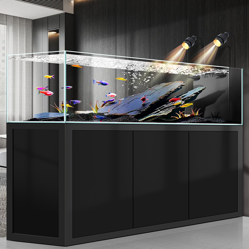 溪流缸全套鱼缸大型客厅家用超白玻璃底下过滤免换水原生态水族箱