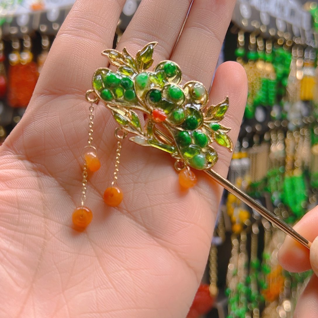 翡翠合金耳饰翡翠