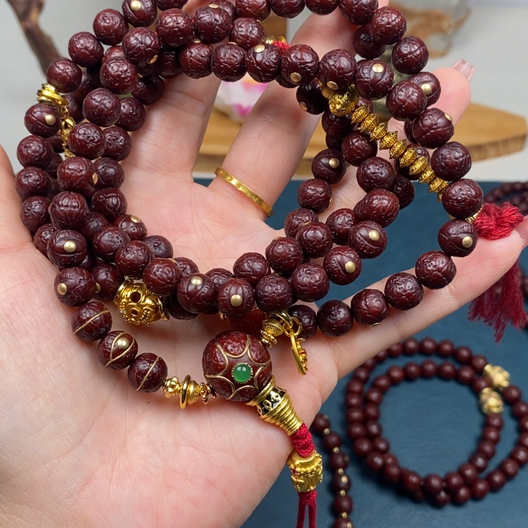 凤眼菩提手串108金钉金满配8.7