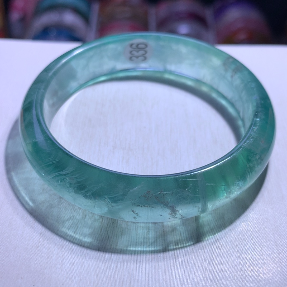 手镯银S925镶嵌水晶绿萤石58.8圈336