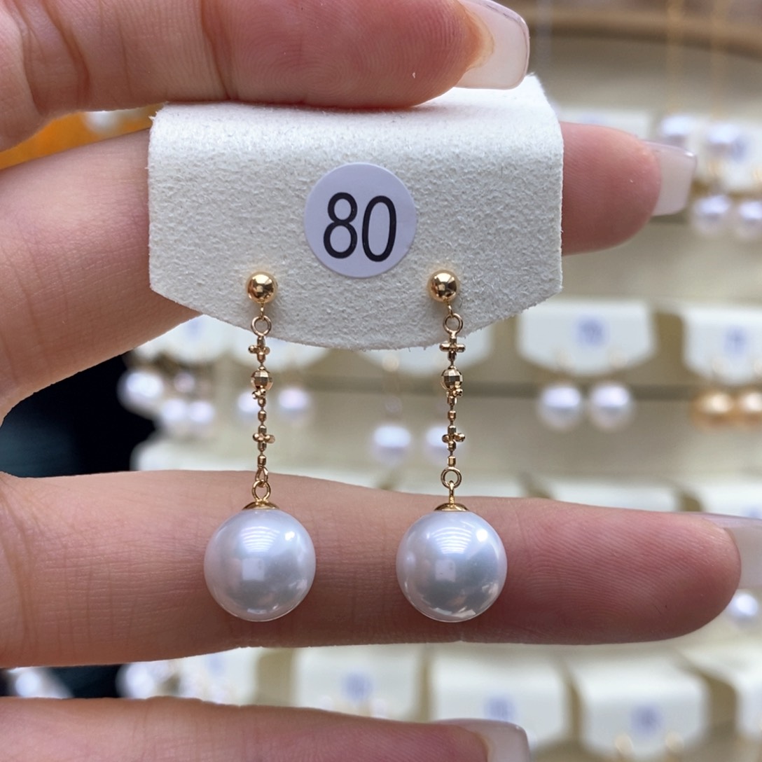 淡水珍珠耳饰18K金镶嵌