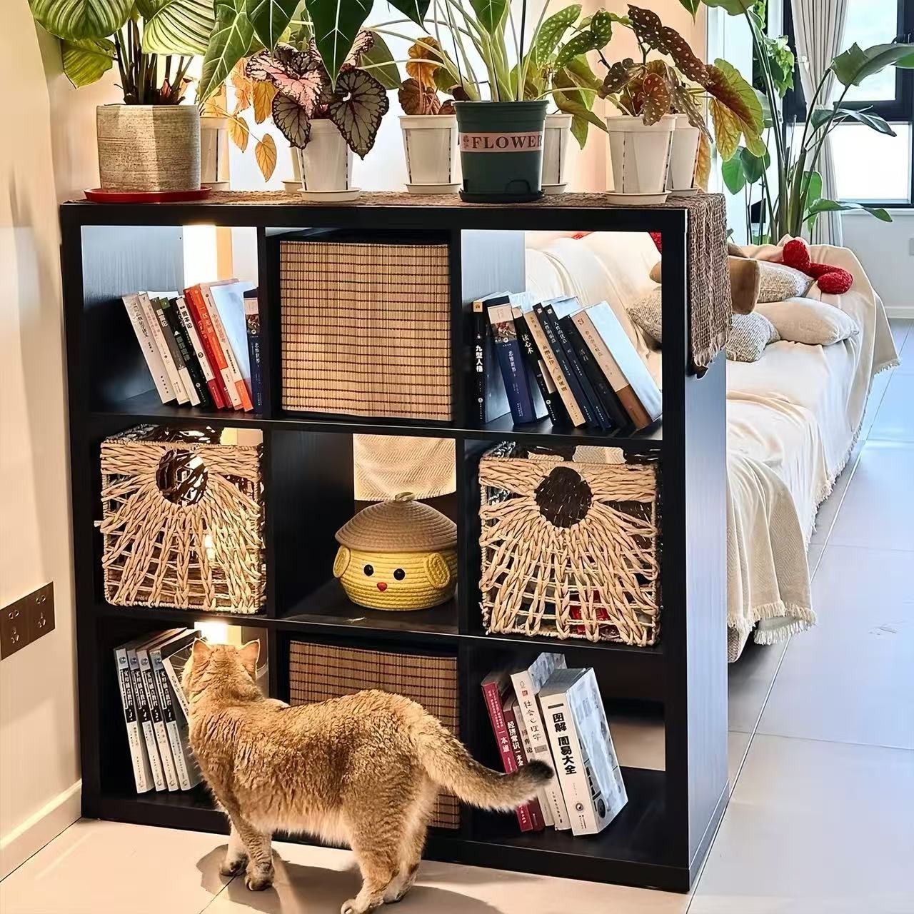 九宫格书柜斗柜置物架餐边柜格子带门储物柜床头柜小柜子