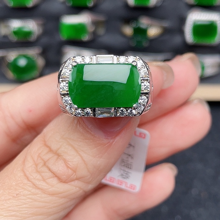 翡翠戒指银S925镶嵌编号2281没运费险