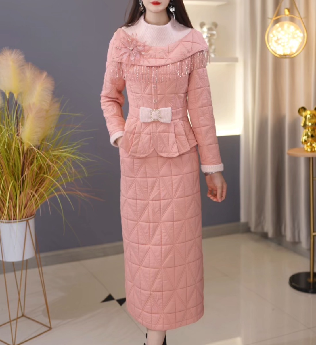 【套装定制】C1276上衣配半身裙两件套优雅时尚减龄收腰显瘦冬季新