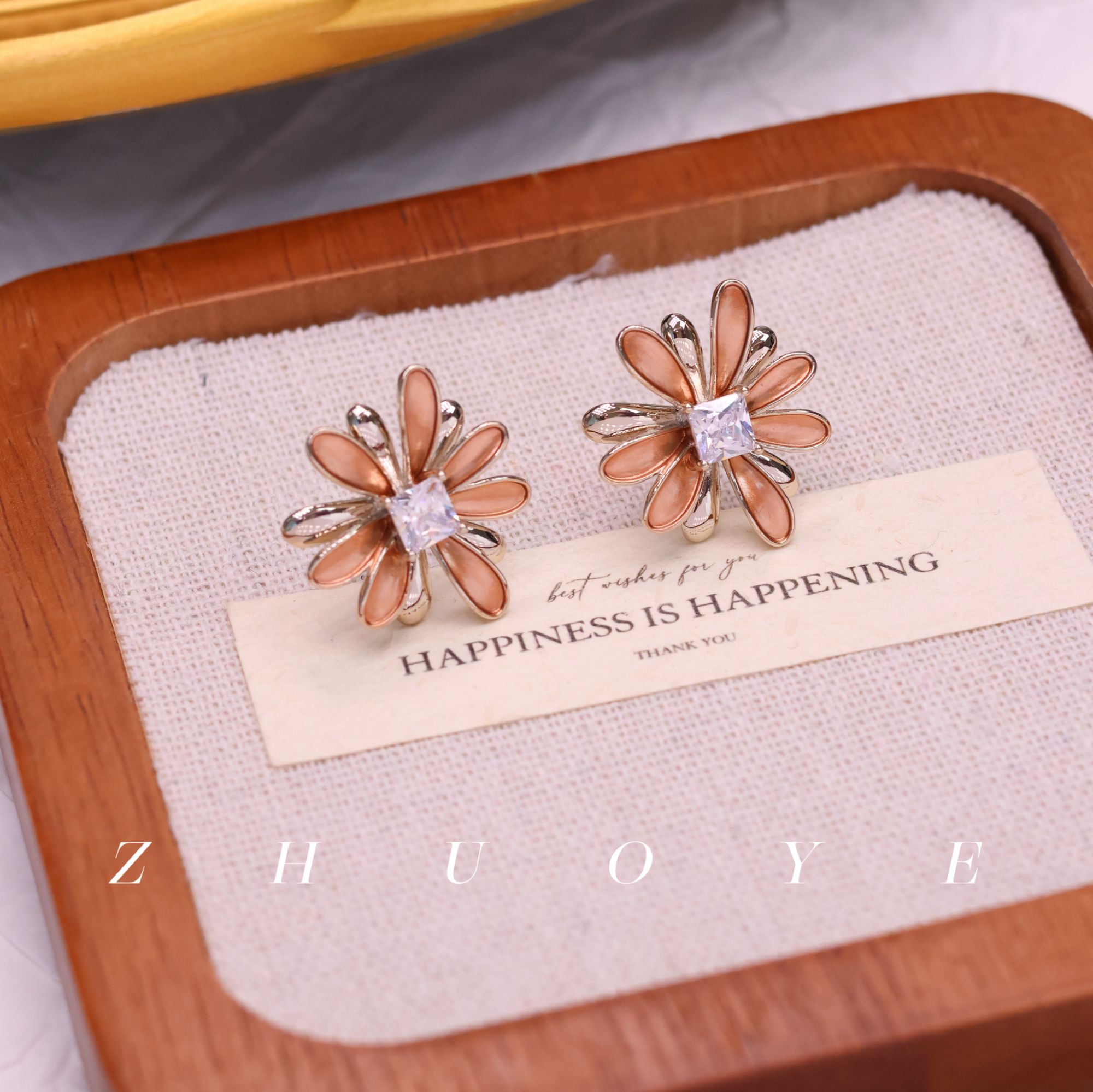 黄铜耳饰 灼晔·金枝玉叶 花朵高级感小众设计百搭轻奢时尚耳环