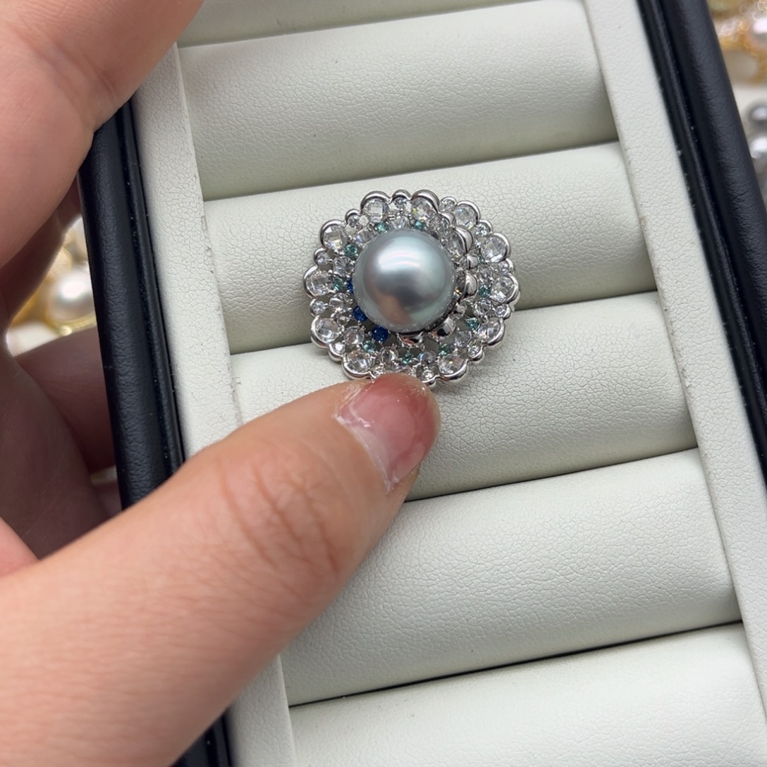 银S925镶嵌海水珍珠吊坠(不含链)